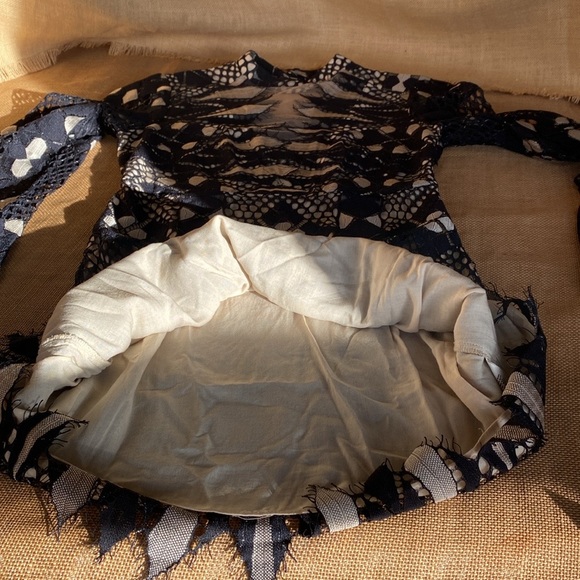 Free People Black Art Deco Lace Mini Dress - Picture 10 of 15
